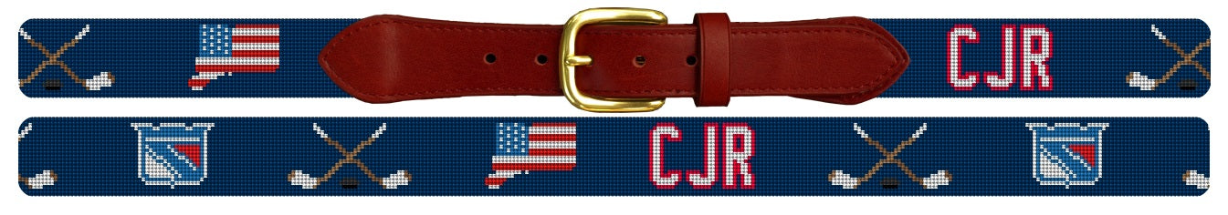 CJR Blue Needlepoint Belt cjr-hockey-shop